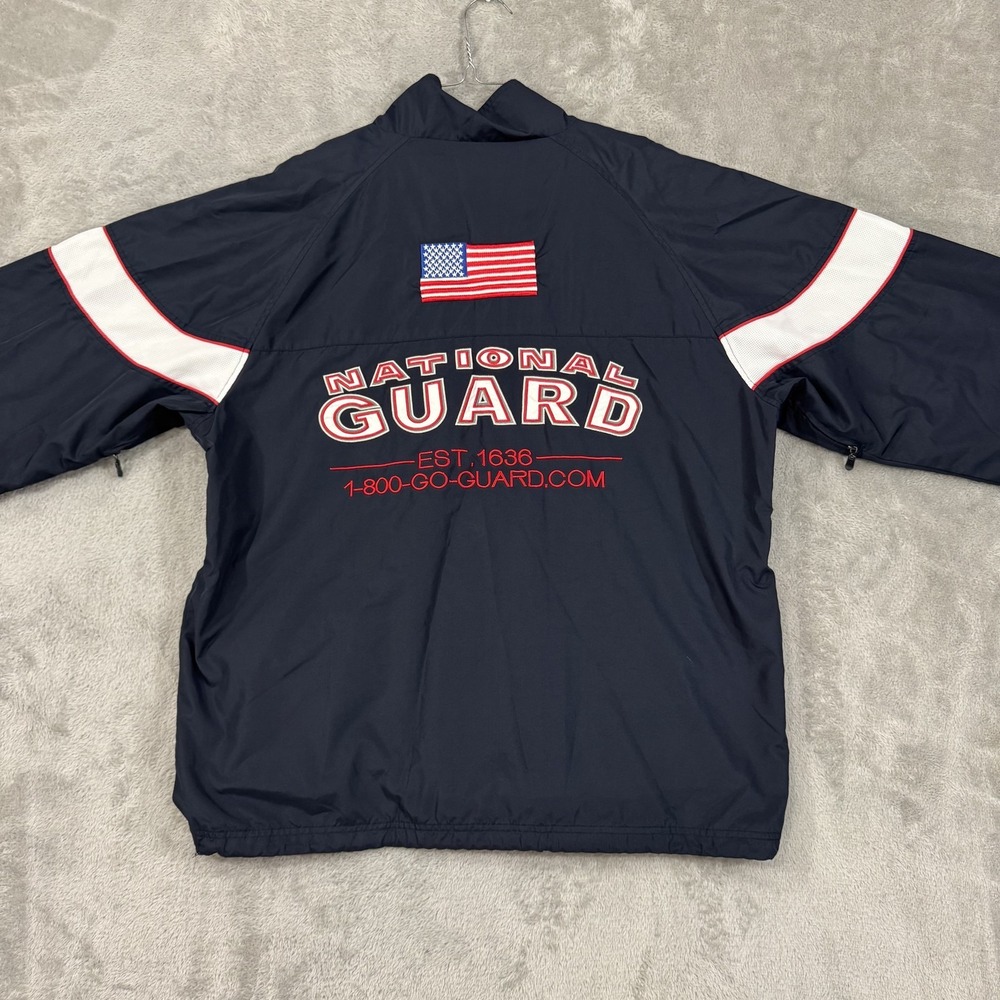 Army National Gaurd Jacket Mens L Navy Blue Windbreaker Recruiter 4th Of July